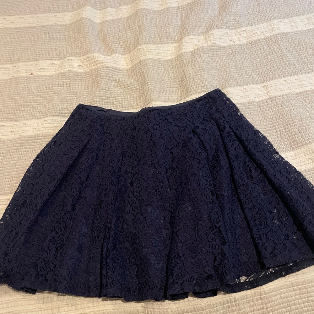 Lush Navy Lace Mini Skirt